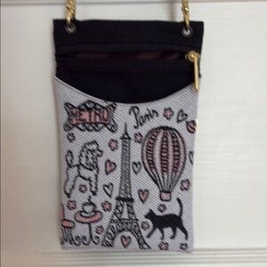 Never Used Parisian Themed Crossbody Mini Bag